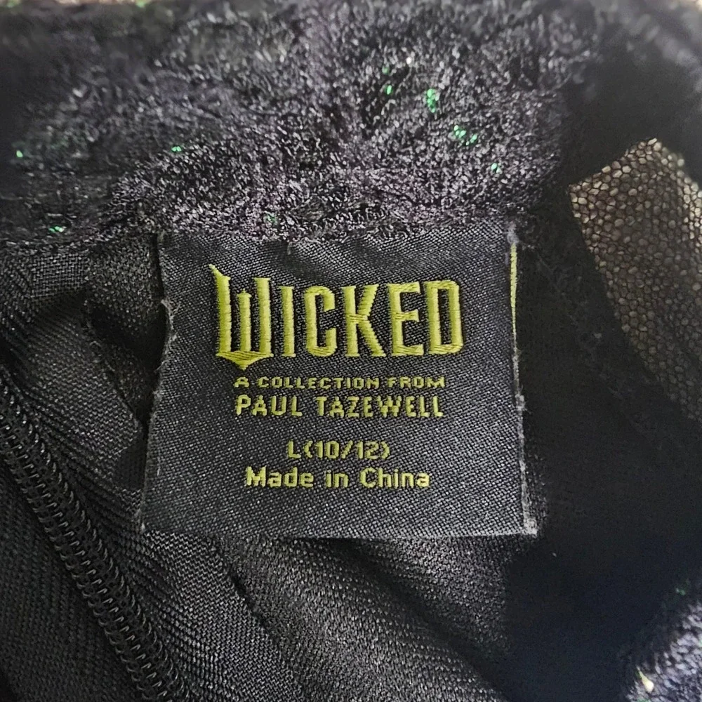 Wicked Paul Tazewell Girls Costume Dress Black Green Glitter Size L 10-12